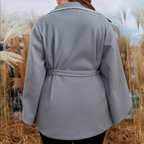 Belted Cape Coat with Pearl button accents - Picture 2 of 7